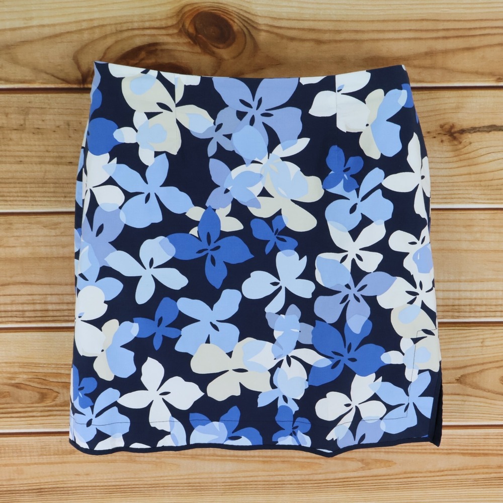 Venezia Skirt Straight Knee Length Womens‎ Size 14 Blue White Black Floral